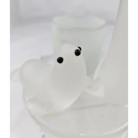 PartyLite Candle Holder Frosted‎ Glass Seals Mother and Baby Cute Home Decor - Picture 2 of 10